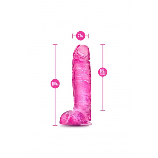 Realize sua fantasia! O Blush B Yours Plus Big 'n' Bulky é um vibrador realista para estimulação do ponto G e do ponto P, com uma base de ventosa forte que adere a qualquer superfície lisa e plana para uso sem as mãos. O