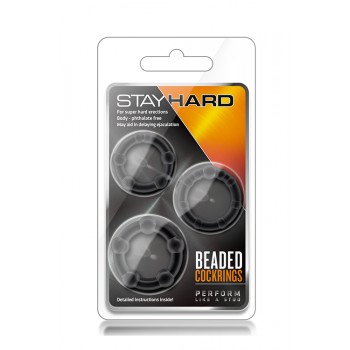 STAY HARD BEADED COCKRINGS BLACK