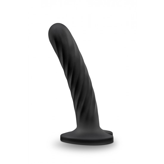Dildo médio de corpo torcido e design curvo para uma estimulação prazerosa e exacta do ponto-G. Em silicone suave e acetinado, com adorável base de sucção em forma de coração. Pode colocar em qualquer superfície lisa, ou