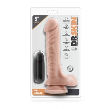 Vibrador Realista c/ Comando Dr. Skin Dr James 20cm Pele