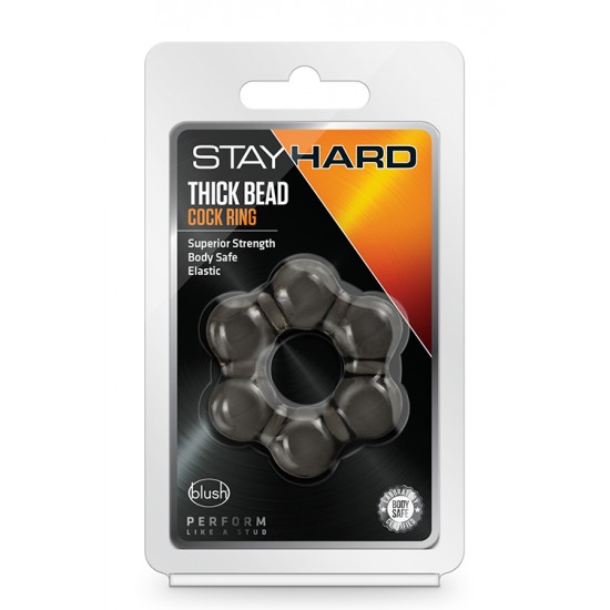 Jogue duro, jogue confortável! O anel peniano Stay Hard Thick Bead é agradável, tem uma aparência sexy, aumenta a pressão e expande suas possibilidades orgásmicas. Também é elástico, fácil de colocar, super confortável e