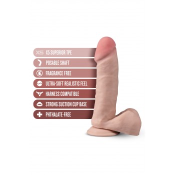 DR. SKIN PLUS 8 INCH POSABLE DILDO WITH BALLS VANILLA