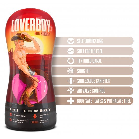 Cowboy é cheio de diversão! Este masturbador de bolso é autolubrificante, basta adicionar um pouco de água ou saliva e tudo fica escorregadio. Aperte o copo e abra ou feche o controle da válvula de ar PerfectFlo para mai