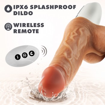 DR. SKIN SILICONE DR. HAMMER 7 INCH THRUSTING DILDO WITH HANDLE BEIGE