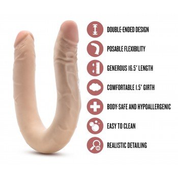 DR. SKIN PLUS 16.5” POSABLE DOUBLE DONG BEIGE