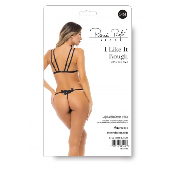 Conjunto de gargantilha I Like It Rough de 2 peças. Liberte seus desejos mais íntimos com nosso conjunto de gargantilha I Like It Rough de 2 peças. Os detalhes sensuais de apliques florais, contrastando com as alças de b