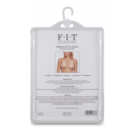 Adesivos de silicone com tecnologia de melhoria da figura (FIT - Figure Improving Technology), tamanho único, laváveis e reutilizáveis. Aplicável para:  Sem encostoDecote profundoSem alçasÀ prova de suor Instru
