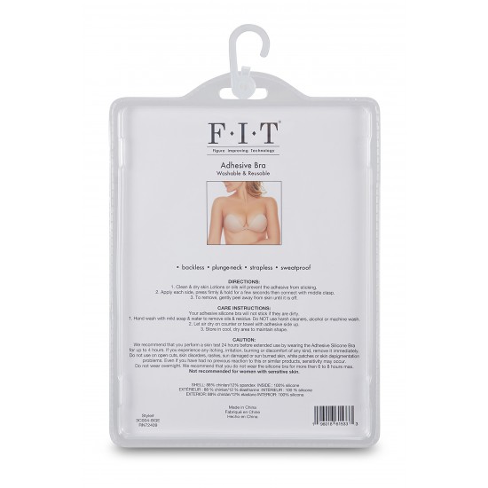 Sutiã de silicone adesivo FIT (Tecnologia de Melhoramento da Figura) com bojo A, B, C ou D, preto, lavável e reutilizável. Aplicável para:  Sem encostoDecote profundoSem alçasÀ prova de suor Instruções: Pele li