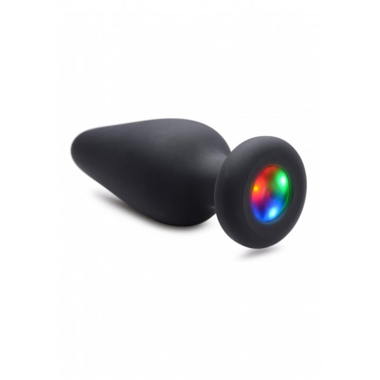 Ilumine a noite com este plug anal iluminado! Divirta-se com o seu espólio e dê ao seu parceiro um show de luzes ao mesmo tempo. Este plug anal de silicone possui uma luz LED que brilha em vermelho, verde e azul e altern
