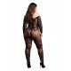 Bodystocking deslumbrante com manga longa, ombros de fora e abertura na virilha. Rede de pesco e renda que contornam corpo. O tecido macio e super elástico adapta-se aos tamanhos XL a 4XL. EspecificaçõesTanga não incluíd