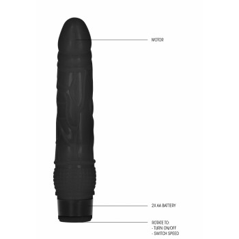 8 Inch Thin Realistic Dildo Vibe - Black