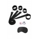 Kit Algemas Pulsos e Tornozelos Cama Under The Bed Ouch! Preto Viva aventuras excitantes com a sua cara metade. Conjunto de algemas para mãos e pés, ligadas a uma fita de passa sob o colchão para que o seu amante não saia do lugar. Simplesmente deslize as tiras sob a parte inferior