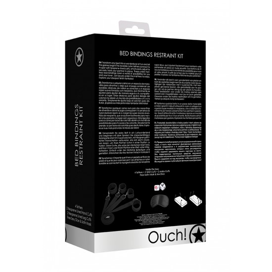 Kit Algemas Pulsos e Tornozelos Cama Under The Bed Ouch! Preto Viva aventuras excitantes com a sua cara metade. Conjunto de algemas para mãos e pés, ligadas a uma fita de passa sob o colchão para que o seu amante não saia do lugar. Simplesmente deslize as tiras sob a parte inferior