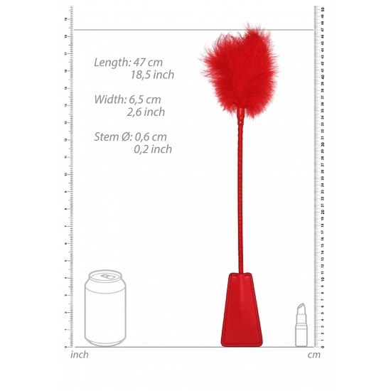﻿Uma palmada com este Crop c/ penas e o seu parceiro vai saber quem manda! Provoque-o com a ponta de penas ou agrade-o com uma palmada de crop. Dupla função;Disponível em 2 cores;Um must-have em qualquer kit de BDSM.