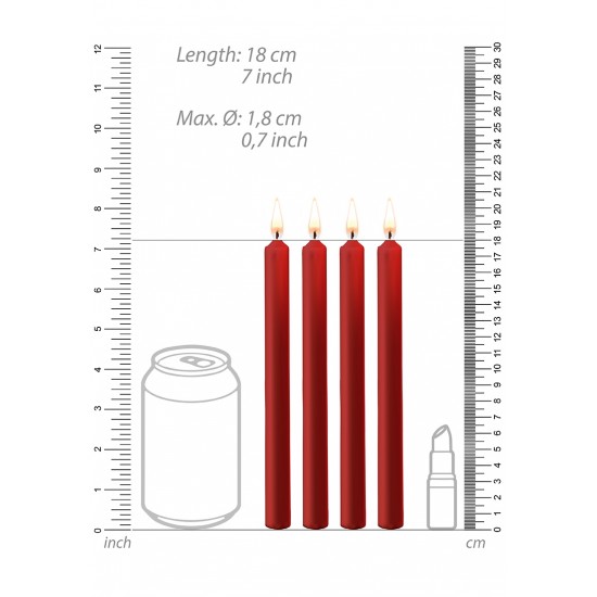 Teasing Wax Candles Large - Parafin - 4-pack - Red