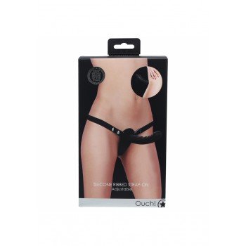 Strap on  Silicone ajustavel Ribbed - Preto