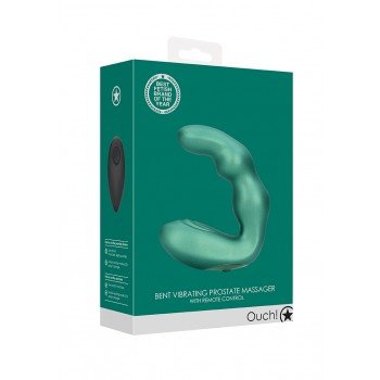 Estimulador de próstata vibratório curvado com controle remoto Verde