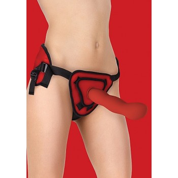 Strap On Deluxe Silicone Dildo Ondulado 25.5cm Vermelho Ouch!