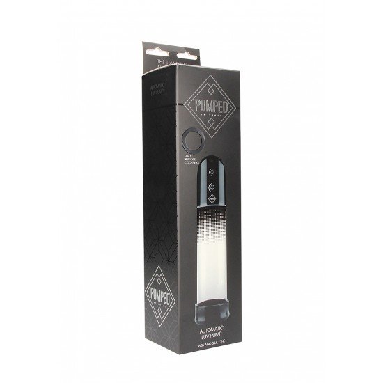 Bomba penis Automatica Luv Pump - Preto Com um comprimento total do cilindro de 20 cm e um diâmetro interno de 6 cm, esta bomba de alta qualidade oferece amplas possibilidades de crescimento em ambas as direções! A manga de inserção é feita de silicone liso. S