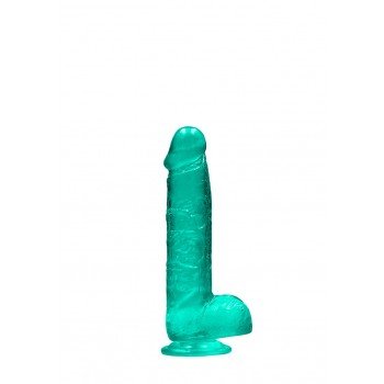 DILDO REALISTA TURQUESA COM BOLAS 15CM