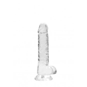 DILDO REALISTICO COM TESTICULOS 18CM TRASPARENTE - REALROCK