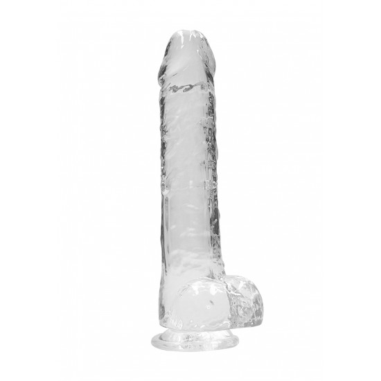 DILDO REALISTICO COM TESTICULOS 23CM TRANSPARENTE - REALROCK Este modelo REALROCK CRYSTAL CLEAR foi projetado com bolas realistas para uma experiência realística aprimorada. Todos vêm com uma ventosa resistente para que você possa colá-los em praticamente qualquer superfície lisa.