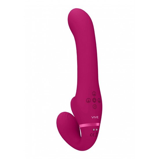 O strap-on AI G-spot com tecnologia de ondas de ar de cócegas é certo para fornecer em ambas as extremidades. Três motores de velocidade/função F1 10 de nova geração controlados independentemente alimentam este brinquedo