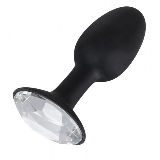 A joia Anal Plug anal flexivel com forma de ovo e com brilhante na ponta. Sem ftalatos