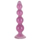 Transparent purple coloured anal bead strand with four droplet shaped beads increase in size from the tip to the base. With suction cup. Length approx. 13 cm, Ø 1.2-2.9 cm. Material: TPR, phthalate-free according to EU R