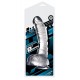 Transparent curved dildo in a penis shape with testicles and suction cup. 20 cm, Ø 3.5-3.9 cm. Material: PVC, phthalate-free according to EU Regulation REACH.