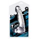 Transparent curved dildo in a penis shape with testicles and suction cup. 19.5 cm, Ø 3.4-4.1 cm. Material: PVC, phthalate-free according to EU Regulation REACH.
