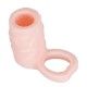 Realistic-looking, skin-coloured penis sleeve with an integrated testicle ring. 6.5 cm long, inner Ø of sleeve 2.5 cm, testicle ring Ø 3 cm (both are very flexible). Skin-coloured. Material: TPE, phthalate-free according