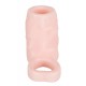 Realistic-looking, skin-coloured penis sleeve with an integrated testicle ring. 6.5 cm long, inner Ø of sleeve 2.5 cm, testicle ring Ø 3 cm (both are very flexible). Skin-coloured. Material: TPE, phthalate-free according