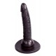 Black open-crotch briefs (S-L) with three soft black dildos. Material: TPR, PVC, polyamide. Natural dildo: 16 cm, Ø 3.5 cm. Anal dildo: 15 cm, Ø 1.5-2.5 cm. G-point dildo: 15 cm, Ø 3.5 cm. Comes with a lubricant sample.
