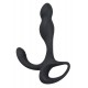 P-spot dildo with a stimulation arm for the perineum. With a retraction ring. The dildo has a flexible shaft and the stimulation arm has a wavy part on the tip. Black. Complete length 15.5 cm, insertion depth 11 cm, Ø 1.