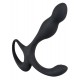 P-spot dildo with a stimulation arm for the perineum. With a retraction ring. The dildo has a flexible shaft and the stimulation arm has a wavy part on the tip. Black. Complete length 15.5 cm, insertion depth 11 cm, Ø 1.