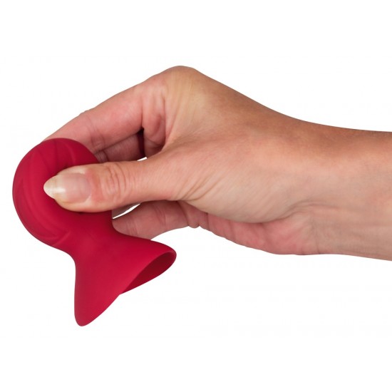 Nipple suckers with pump ball featuring multi-ply pattern. Red. 7 cm long, pumpball Ø 4 cm, contact area Ø 5.5 cm. Material: Silicone with PU coating, phthalate-free according to EU regulation REACH.