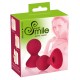 Nipple suckers with pump ball featuring multi-ply pattern. Red. 7 cm long, pumpball Ø 4 cm, contact area Ø 5.5 cm. Material: Silicone with PU coating, phthalate-free according to EU regulation REACH.
