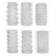 6 transparente pênis geléia mangas com diferentes estruturas de estímulos. Tamanho: 4,5 cm Ø flexível. 6 peça-set.