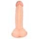 Realistic, skin-coloured dildo with pink glans, pronounced veins and testicles. The dildo´s inner core is hard and its surface is soft. Flexible. With a suction cup. Complete length 17.5 cm, insertion depth 12.5 cm, Ø 2.