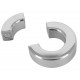 Silver-coloured cock ring/ball stretcher made out of stainless steel. With a magnetic piece to open and close the ring. Inner Ø: 34 mm. Outer Ø: 63 mm. Thickness: 20 mm. Weight: 341 g. Metal.