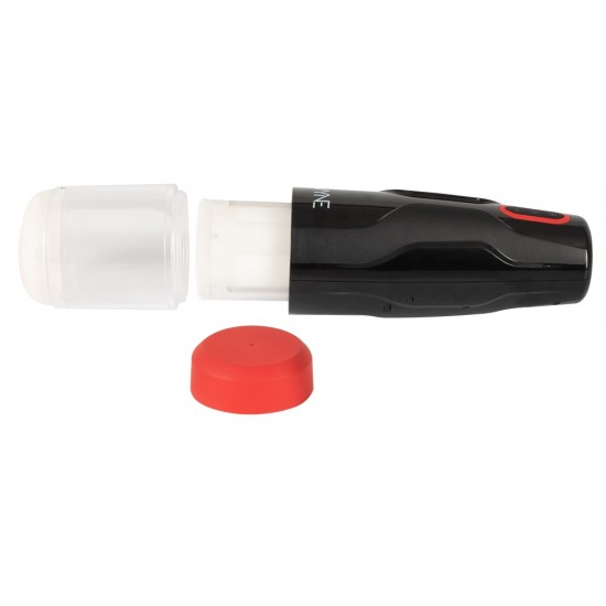 Poderoso masturbador com tampa protetoraRotação esquerda/direita e função de impulso em 10 modosIncluir fones de ouvido para a função de gemidoPode ser iluminado com luzes LED vermelhasManga removível e macia com po