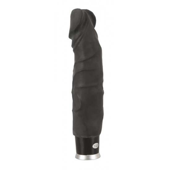 This large black lover will make women go weak at the knees!The flexible realistic looking vibrator with bulging glans doesn´t just look like a real penis, it also feels like that of an exotic lover too because of the sk