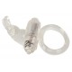 Transparent soft cock ring with double effect: prolonged erections and vibrating clitoral stimulations. Flexible to fit all sizes. Batteries included.