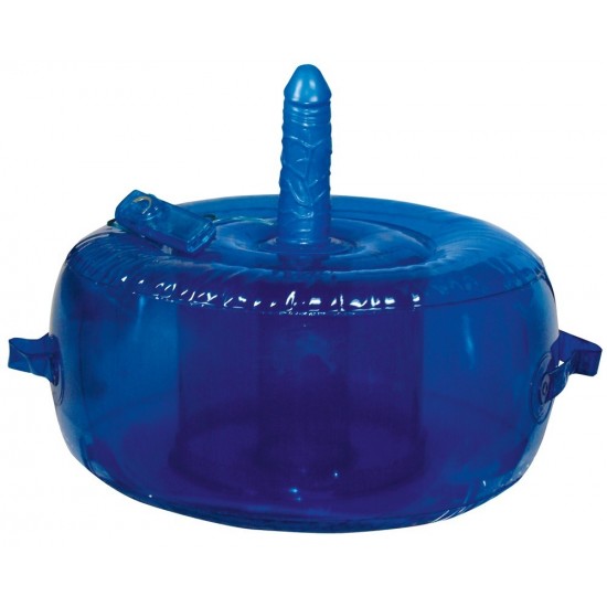 Inflatable blue cushion with robust lateral grips and integrated vibrator. Its silent and powerful vibrations can be felt all over the cushion. Supports up to 100 kg.Cushion: 21 cm, Ø 45 cm. Vibrator: 16 cm, Ø 4 cm.Pleas
