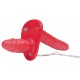 Duplo vibrador Red strap-on. O pênis Shorter tem um comprimento de 10 cm, Ø 3,5 centímetros, o mais longo é de 18 cm de comprimento, Ø 2-5,3 cm. Para prender com uma cinta elástica negra (incluído). Três níveis de vibraç