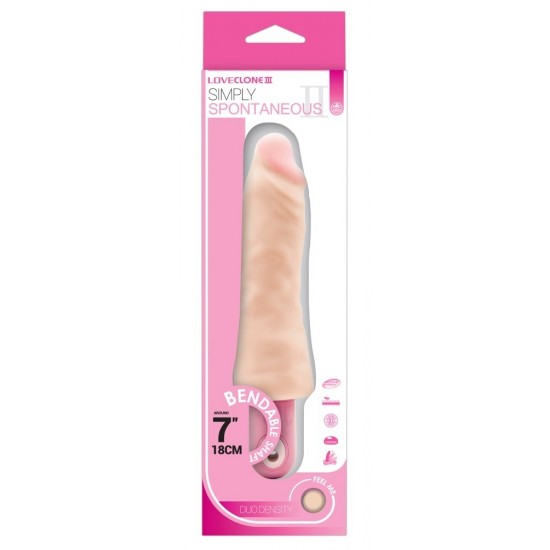 Skin-toned veined penis vibrator with a delicate pink glans and a fleshy shaft. The pink base is battery compartment and vibrations button controller - has 10 fun levels. Very flexible and waterproof. 24 cm full size, 4.