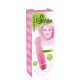 All pink mini-vibrator with curved head and textured shaft. 12.5 cm full size, 2.6-2.9 cm diameter. Seven vibration modes start as you push the button. Material: silicone, free of phthalates according to EU regulation RE