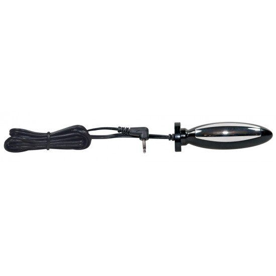 Black dildo made from medical aluminum for high higiene and thrilling e-stim effects. You can go from a soft jolt to a pulsating power rhythm. Adjust the e-stim modes with the included control. Dildo size: 7.5 cm, 2.2 cm