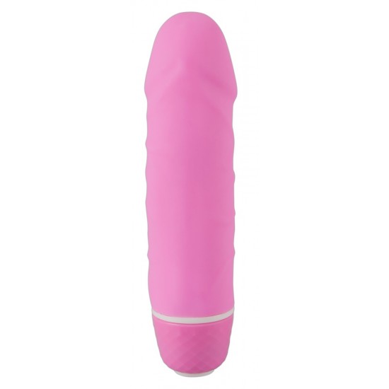 With 7 operating functions!Rose-coloured penis vibrator with abstracted glans and pronounced veining. 7 levels of vibration on the push of a button. Total length 12,5 cm, Ø 2,7-3 cm. Material: silicone, ABS. Without